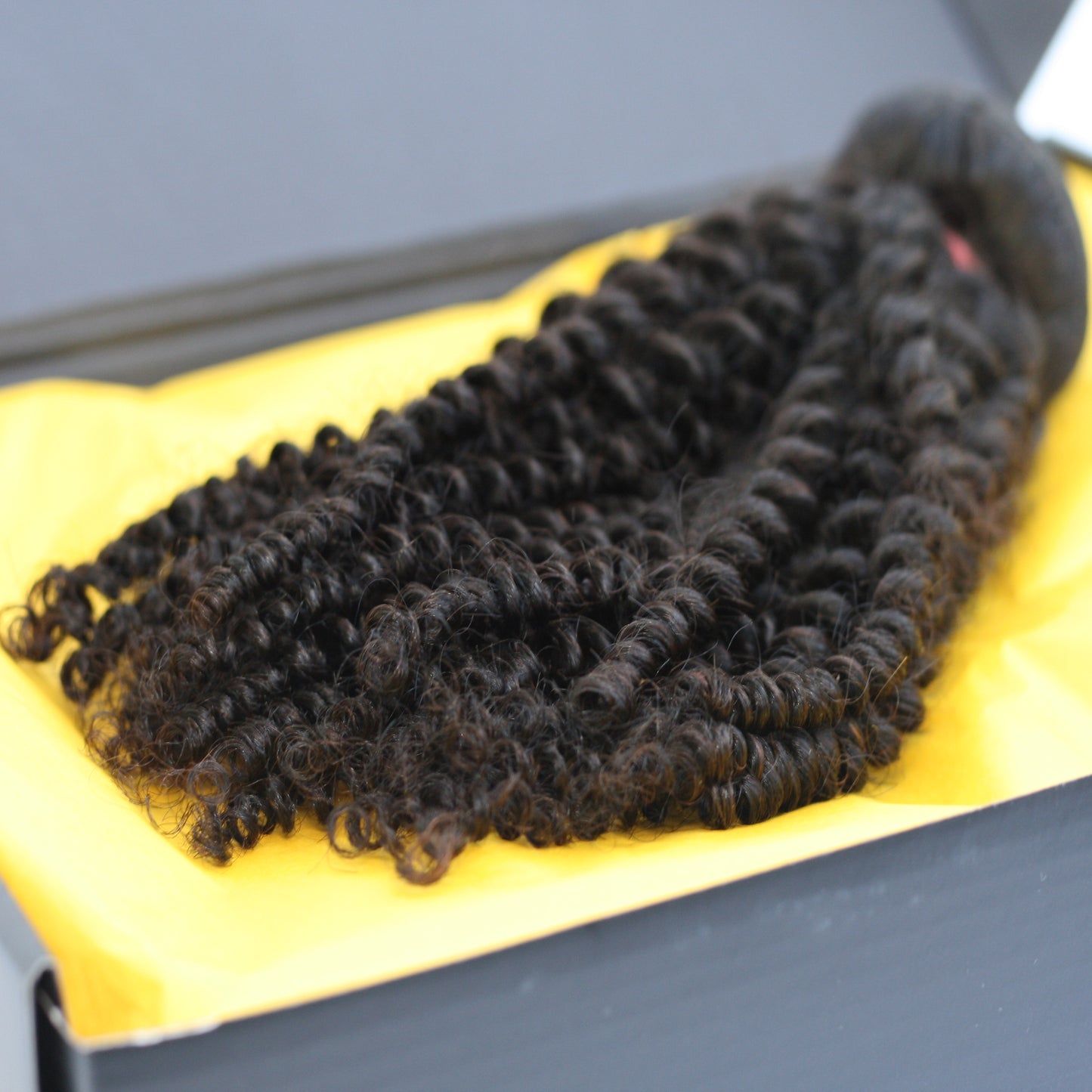 Mixed Strands Luxury Hair #1B Dark Brown Tight Coil Kinky Curly Weft Bundles 100% Virgin Human Hair.